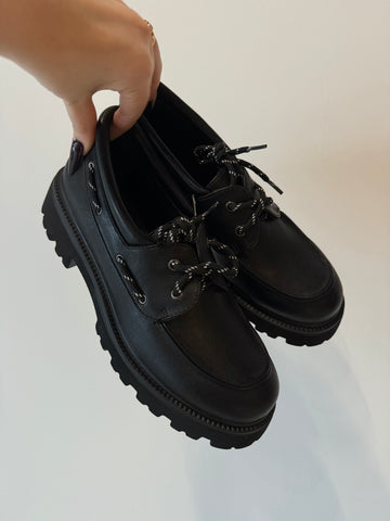 Mocassino Chunky Nero con Suola Carrarmato - R.a. Boutique