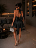 Abito satin con fiocco sul retro - R.a. Boutique