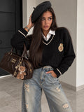 Maglioncino Trecce nero con Camicia Integrata - R.a. Boutique