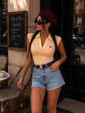 Polo smanicata a righe con colletto - R.a. Boutique