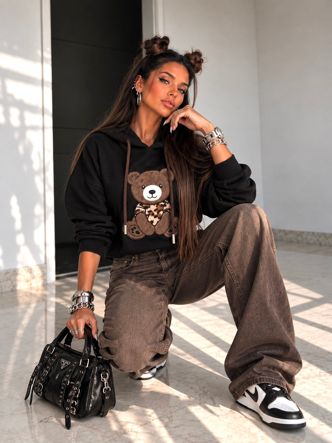 Jeans Wide Leg Marrone High Waist - R.a. Boutique