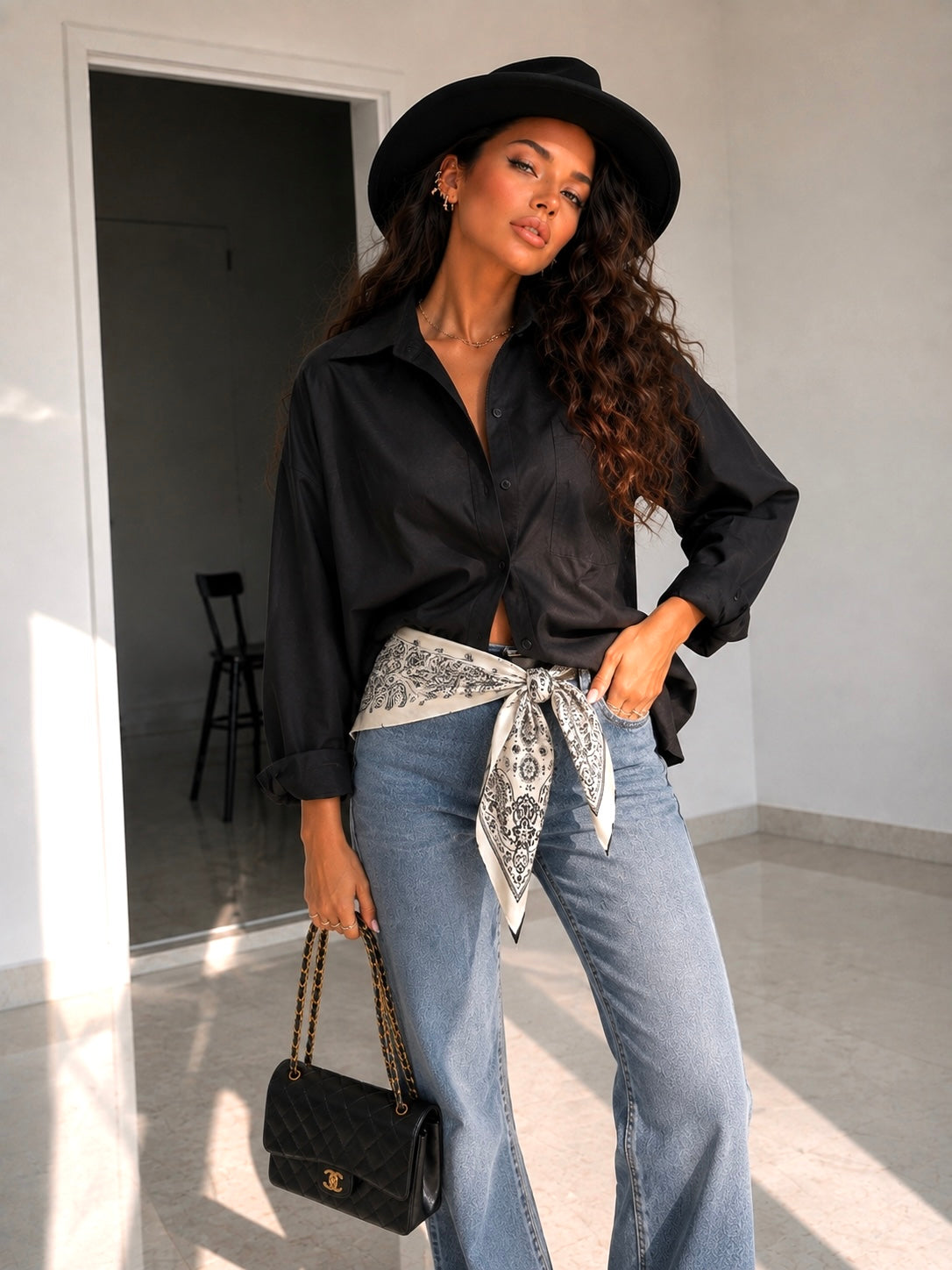 Camicia con foulard 100% cotone - R.a. Boutique
