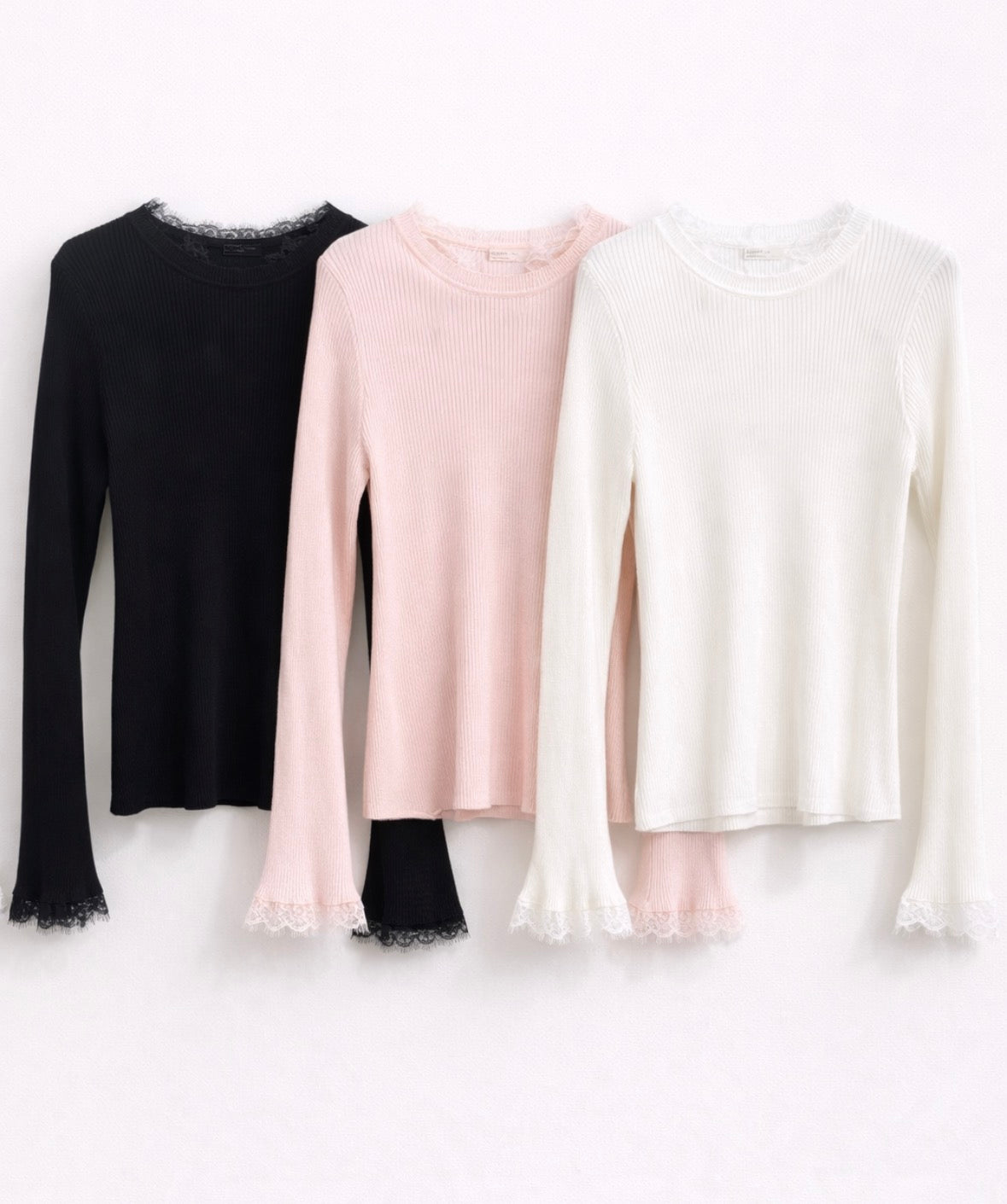 Maglia a Costine con Dettagli in Pizzo - R.a. Boutique