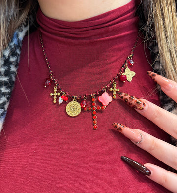Collana croci rosso
