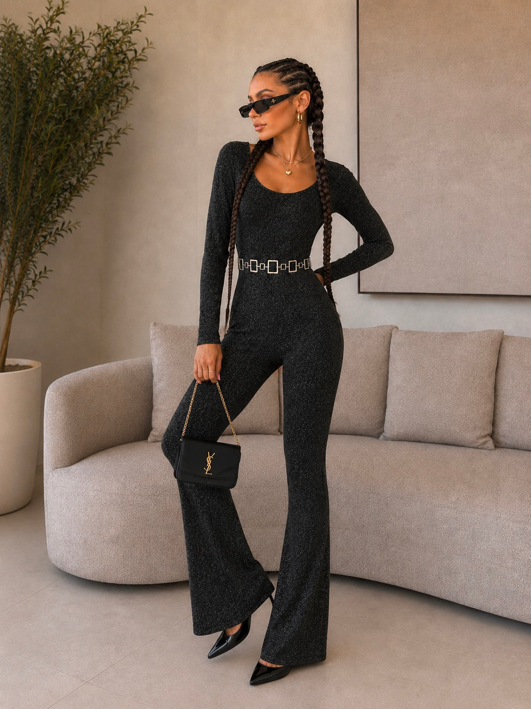Tuta push up nero lurex - R.a. Boutique