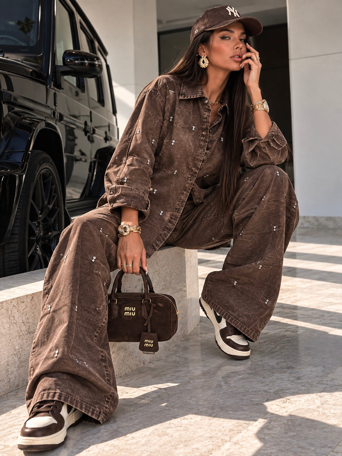 Completo denim dark con strass - R.a. Boutique