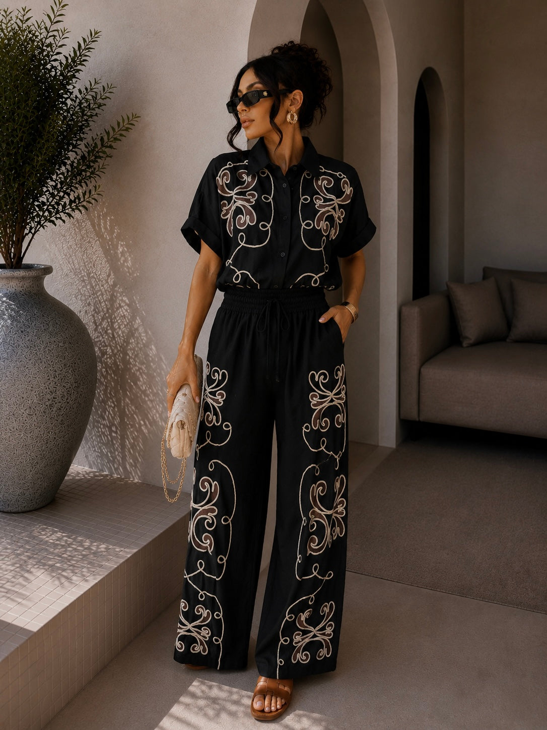 Completo Rope con corda ricamata manica corta - R.a. Boutique