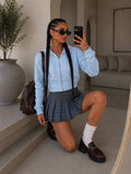 Gonna check grigia dettaglio celeste - R.a. Boutique