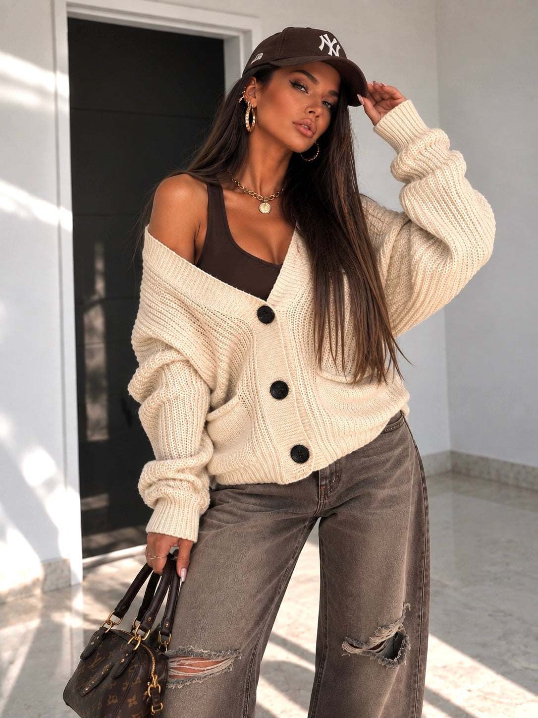 Cardigan in maglia con polsino - R.a. Boutique