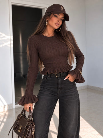 Maglia Ribbed Ruffle