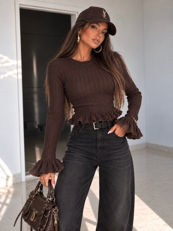 Maglia Ribbed Ruffle