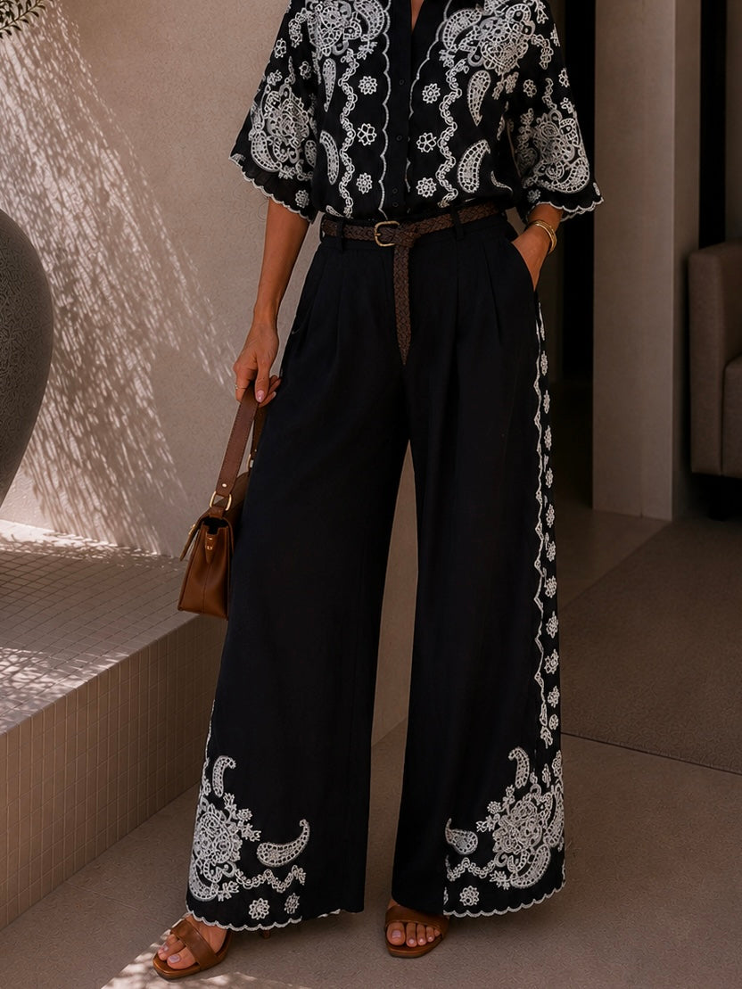Completo con ricami nero - R.a. Boutique