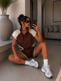 Completo in viscosa bicolor cioccolato e beige - R.a. Boutique
