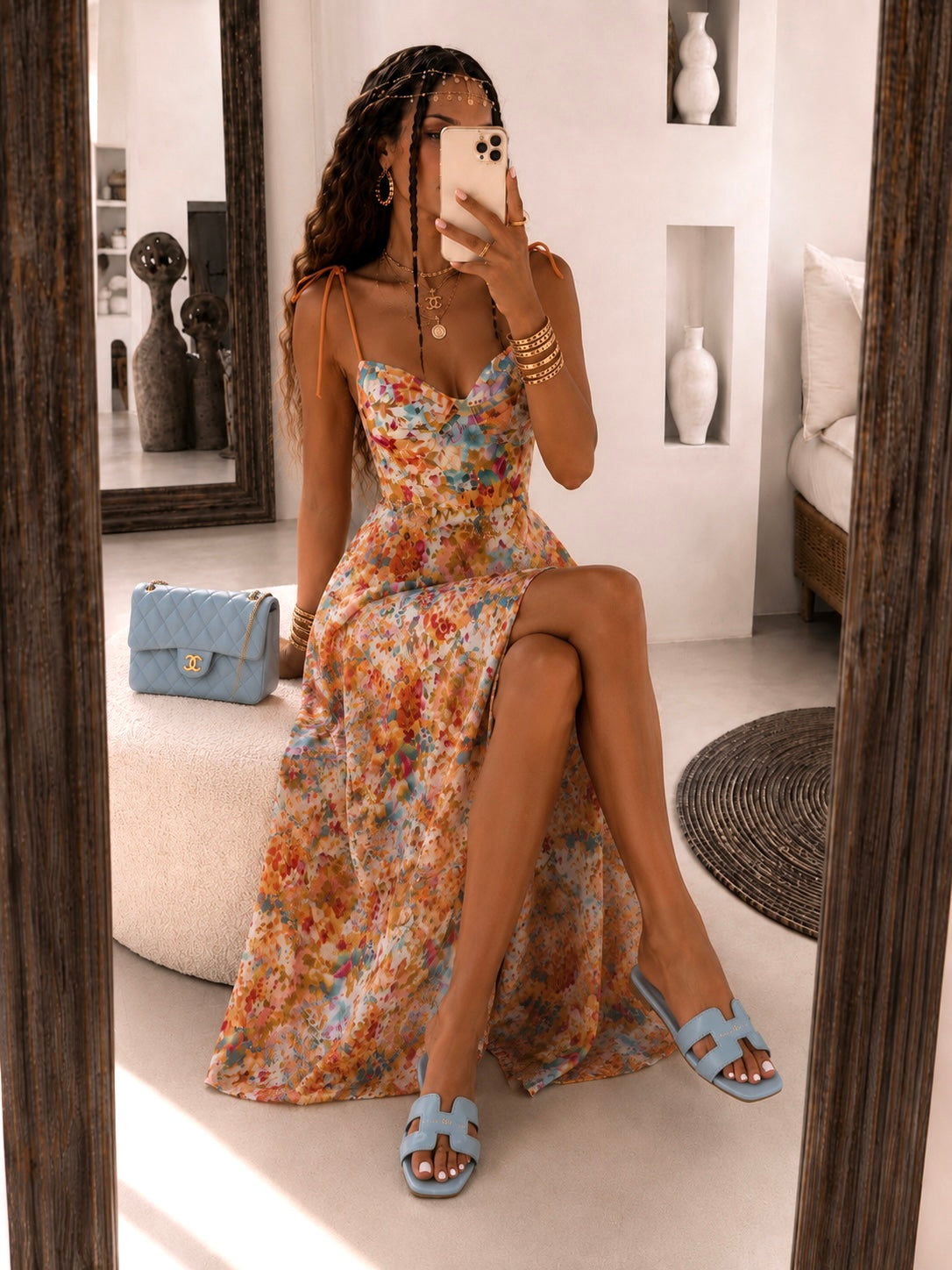 Abito Flora lungo arancio - R.a. Boutique