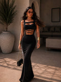 Abito lungo lacci nero - R.a. Boutique