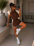 Completo in viscosa bicolor cioccolato e beige - R.a. Boutique