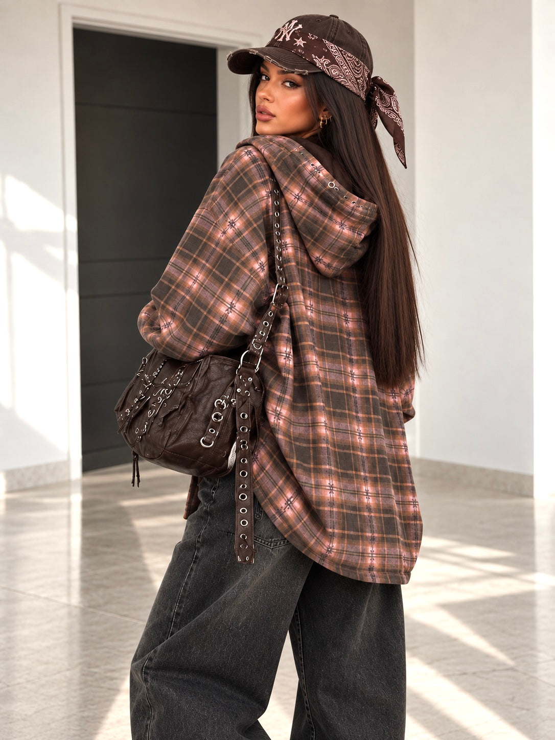 Camicia Oversize Mocha Rose con Cappuccio