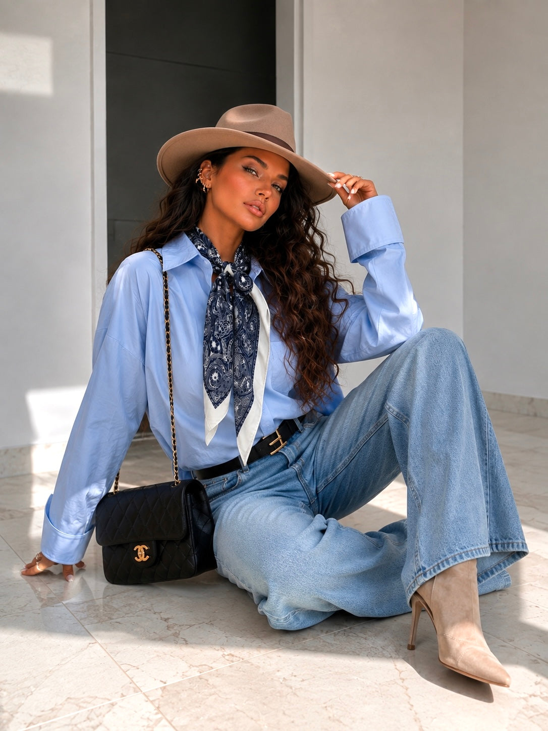 Camicia con foulard 100% cotone - R.a. Boutique