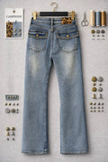 Jeans con borchie e dettaglio maculato sul retro - R.a. Boutique