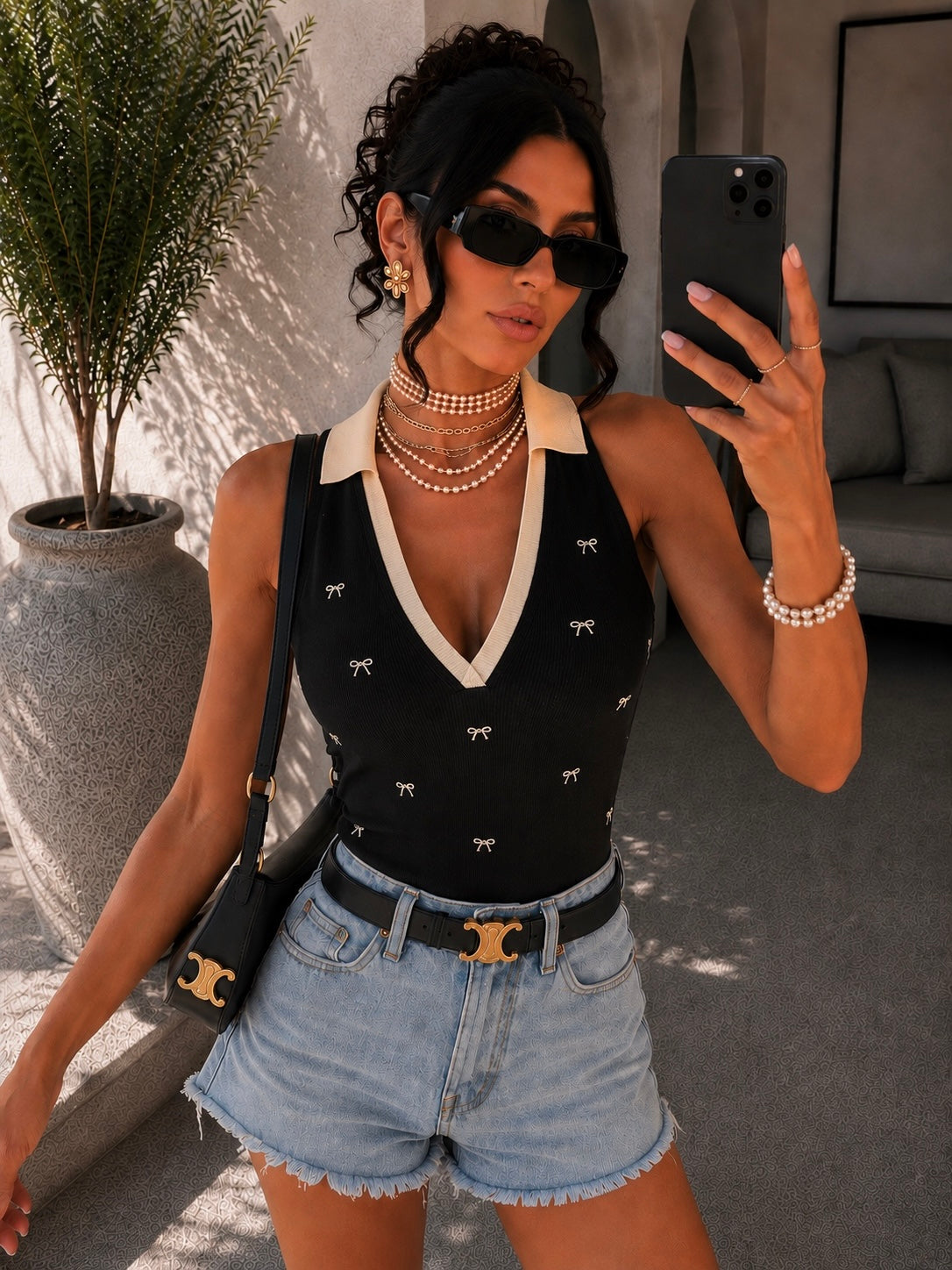 Body con fiocchetti e colletto - R.a. Boutique