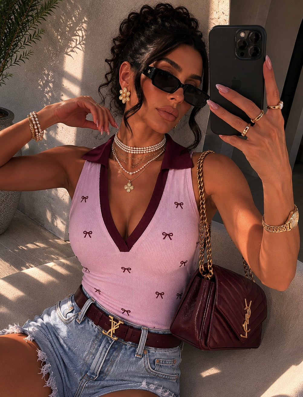 Body con fiocchetti e colletto - R.a. Boutique