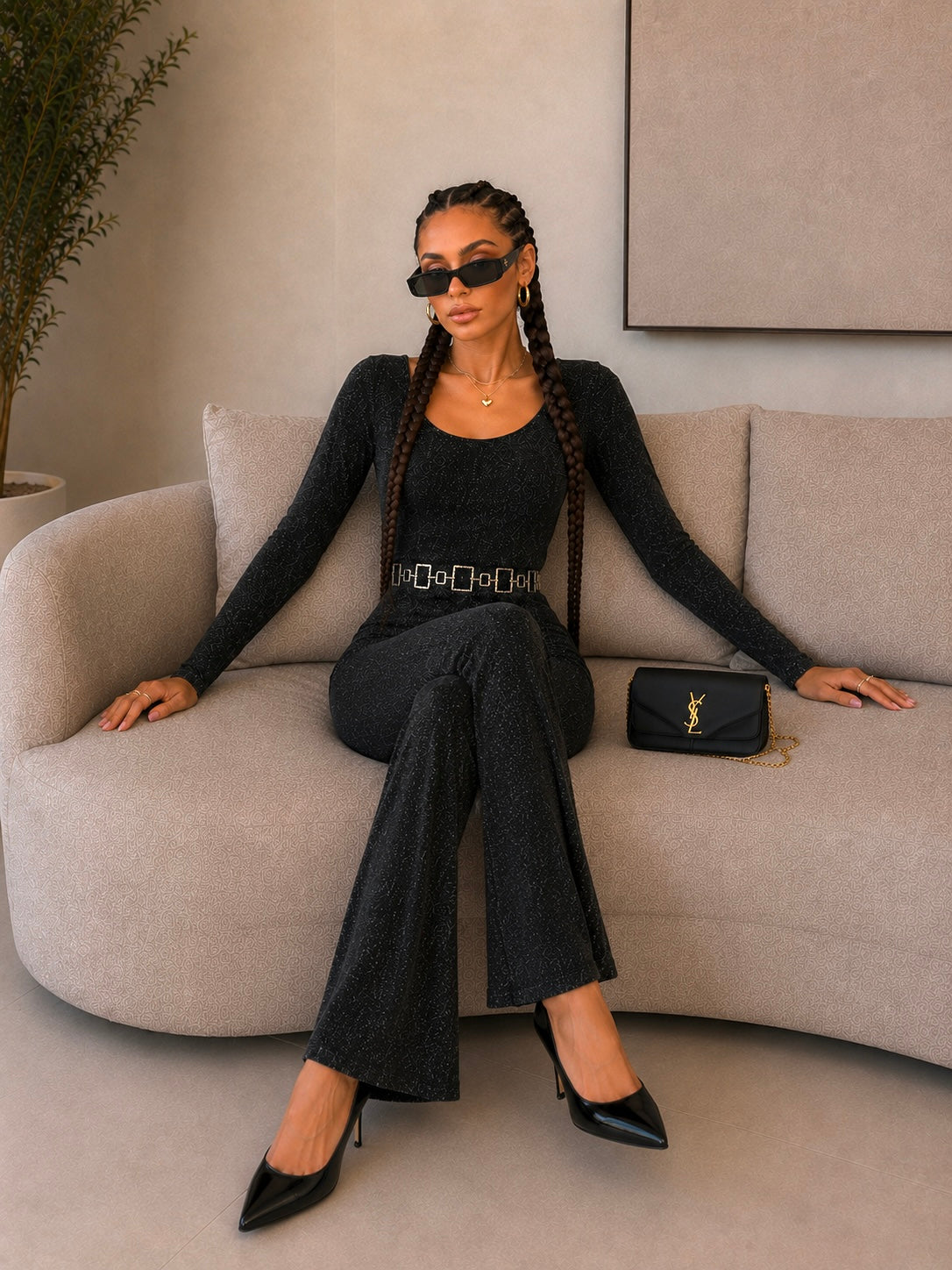 Tuta push up nero lurex - R.a. Boutique