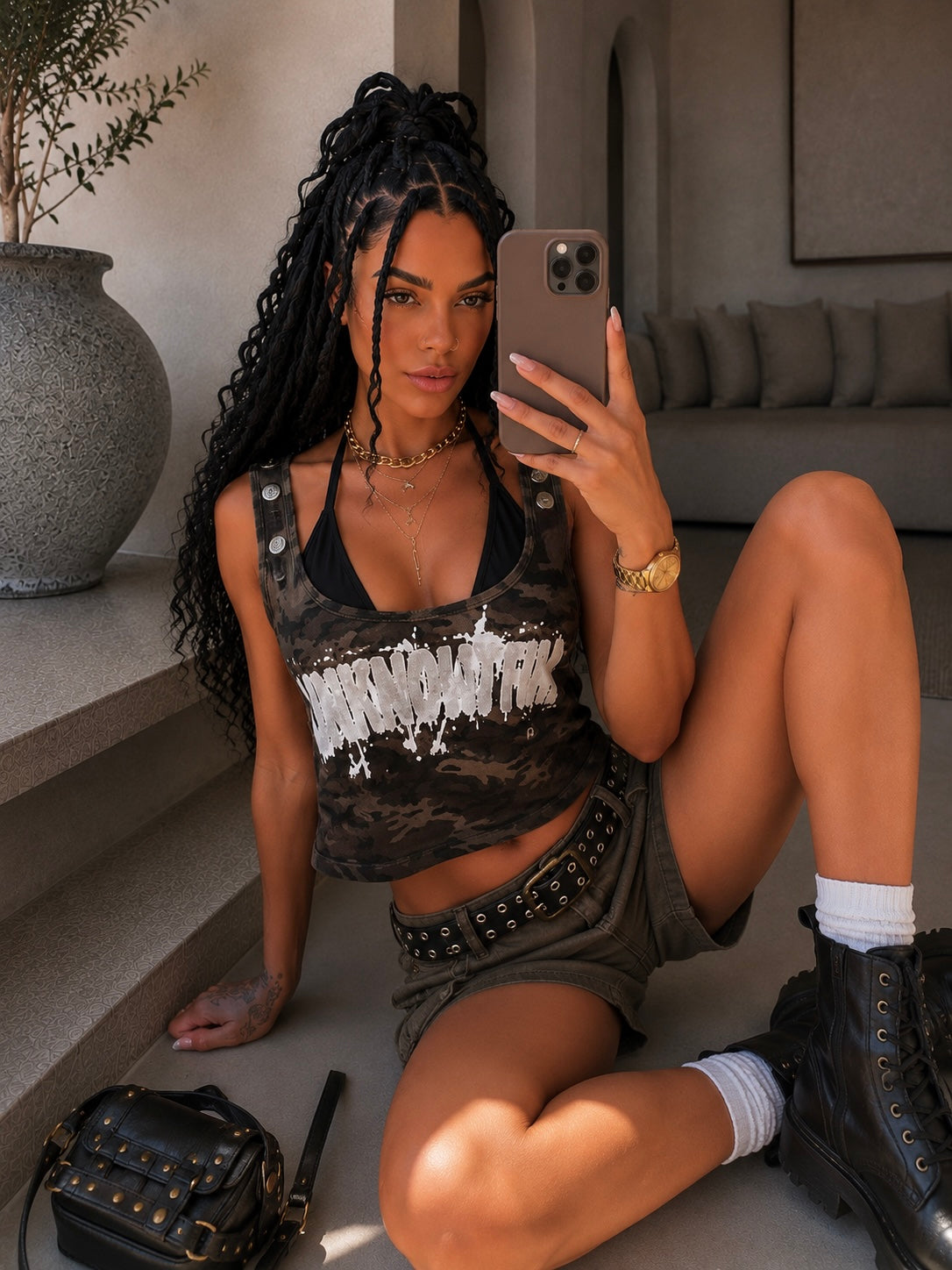 Top Crop Army Glam - R.a. Boutique
