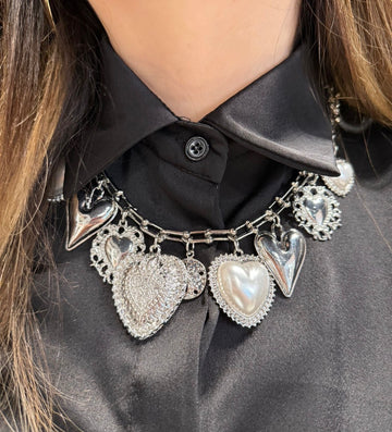 Collana cuori argento