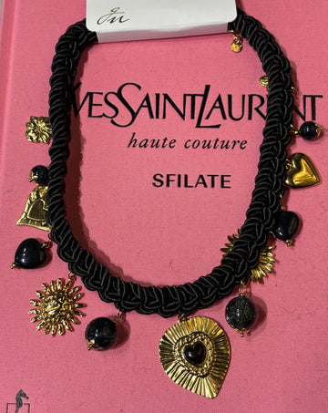 Collana Corda nera e cuore