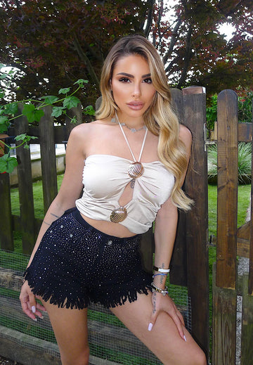 Short nero con brillantini - R.a. Boutique