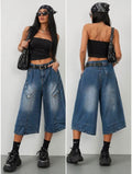 Bermuda Denim Cargo “Street Icon” con Cintura Borchiata - R.a. Boutique