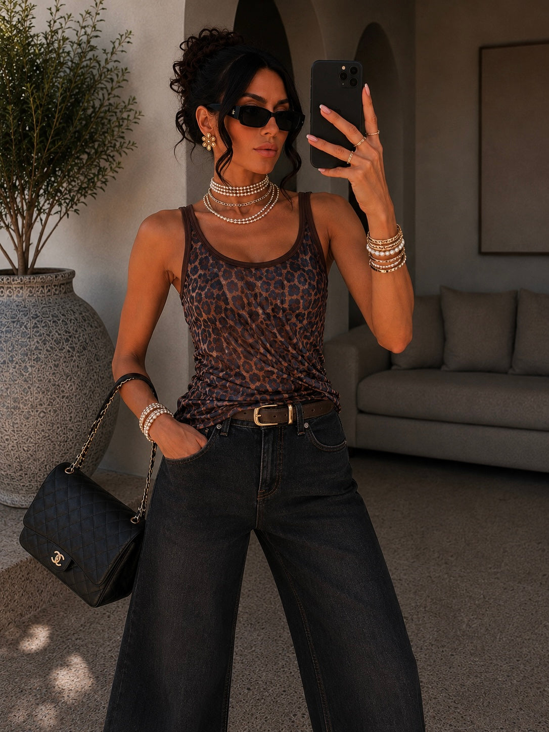 Canotta animalier mesh leopardata - R.a. Boutique
