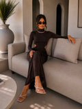 Abito lungo cut-out Caffè Elegance - R.a. Boutique