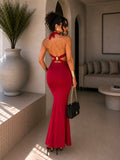Abito con incrocio sulla schiena e gemma bordeaux - R.a. Boutique