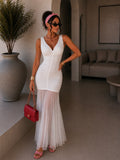 Abito lungo con gonna in velo bianco - R.a. Boutique