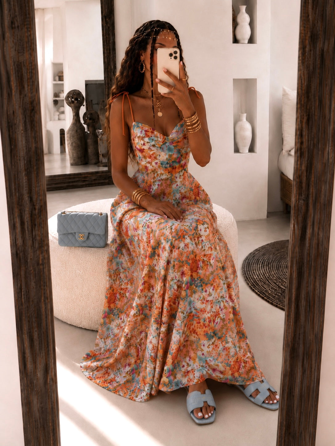 Abito Flora lungo arancio - R.a. Boutique