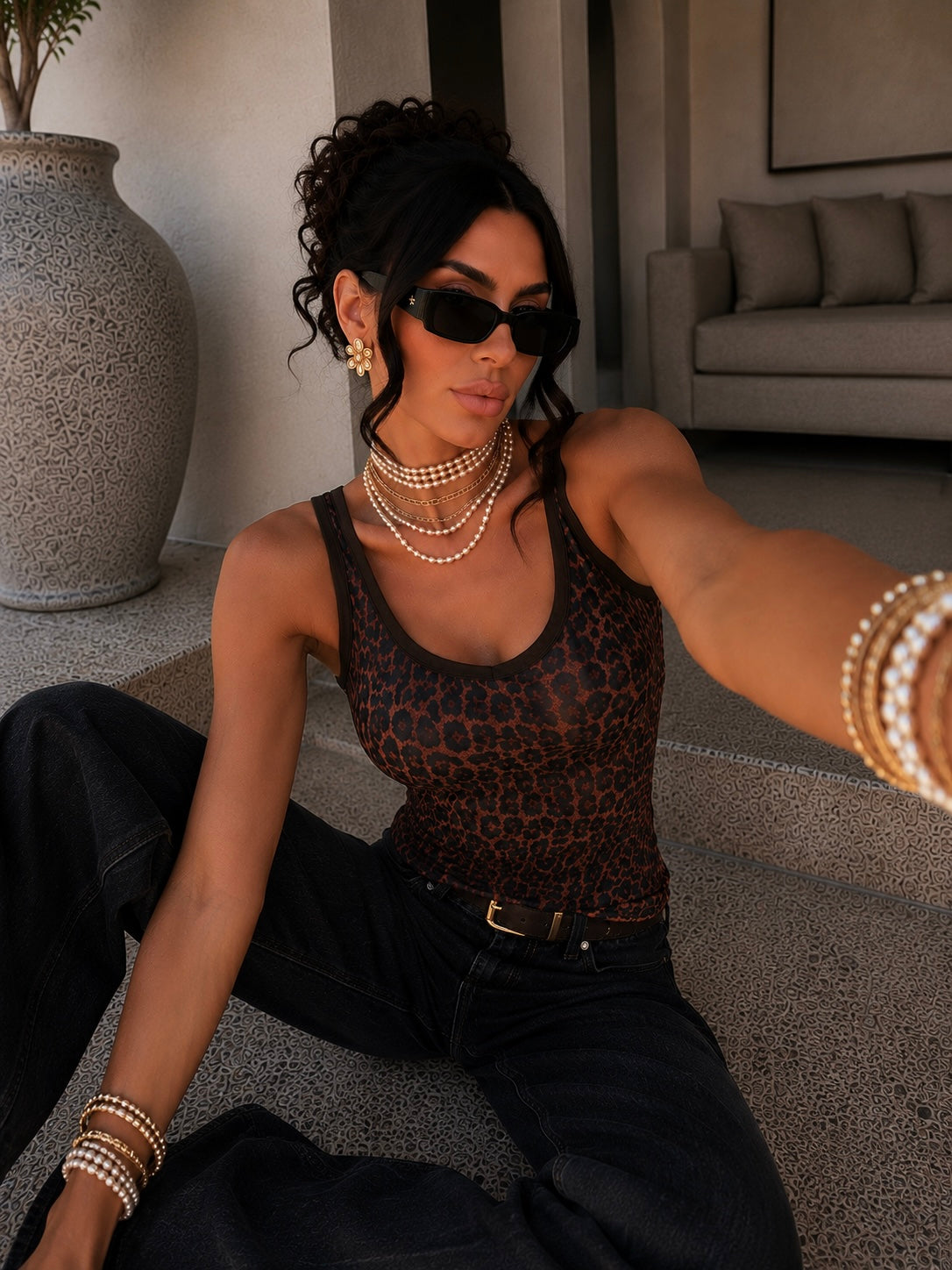 Canotta animalier mesh leopardata - R.a. Boutique