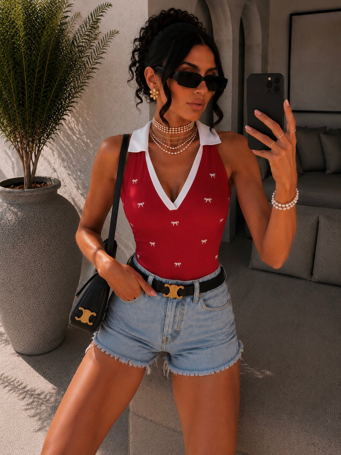 Body con fiocchetti e colletto - R.a. Boutique
