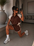 Completo in viscosa bicolor cioccolato e beige - R.a. Boutique
