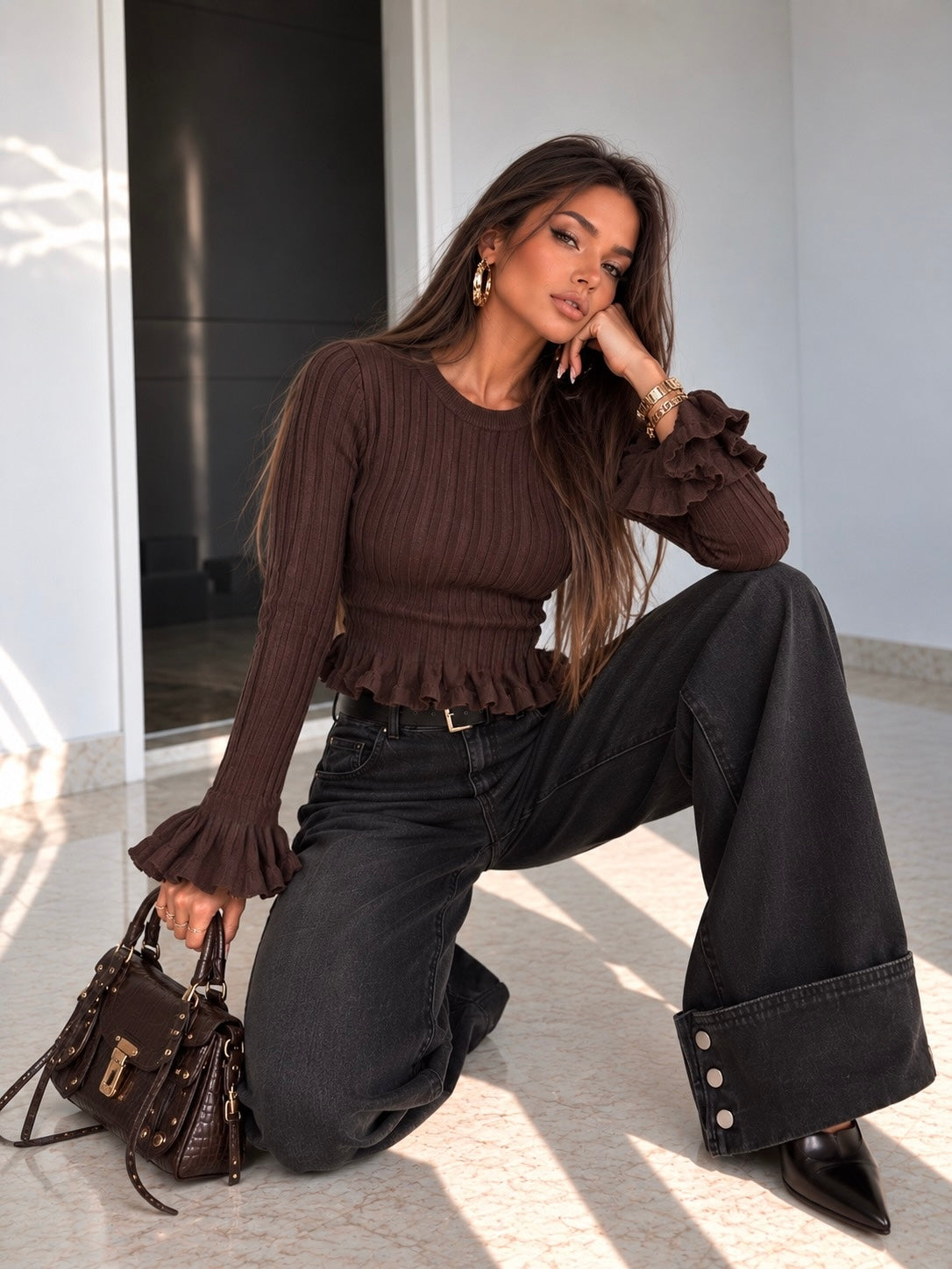 Maglia Ribbed Ruffle - R.a. Boutique