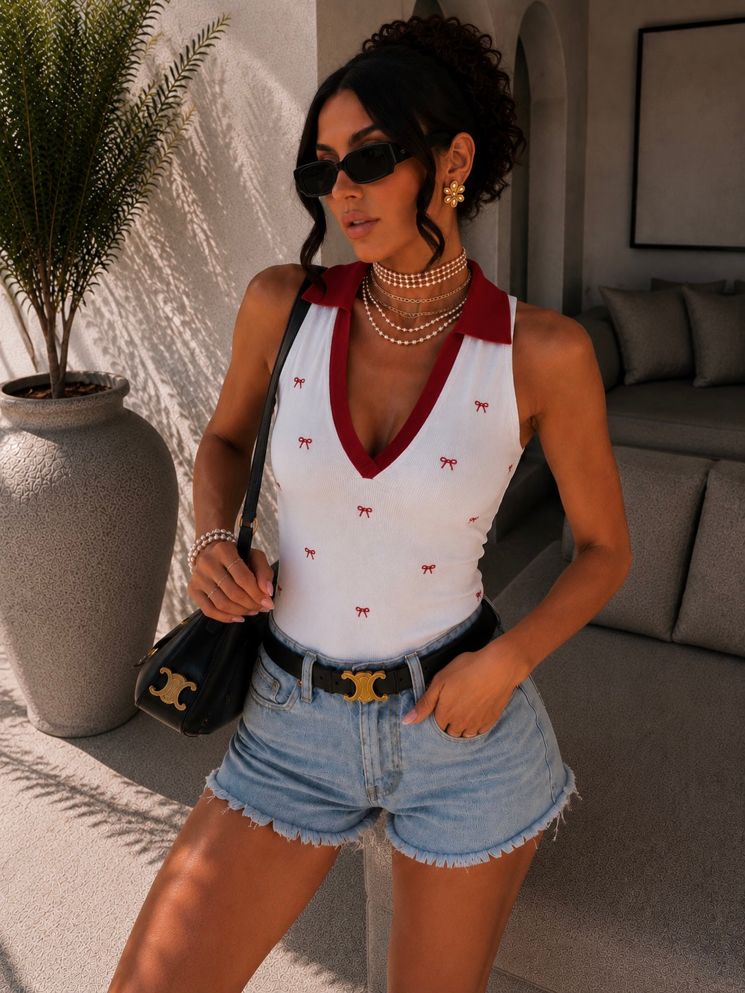 Body con fiocchetti e colletto - R.a. Boutique