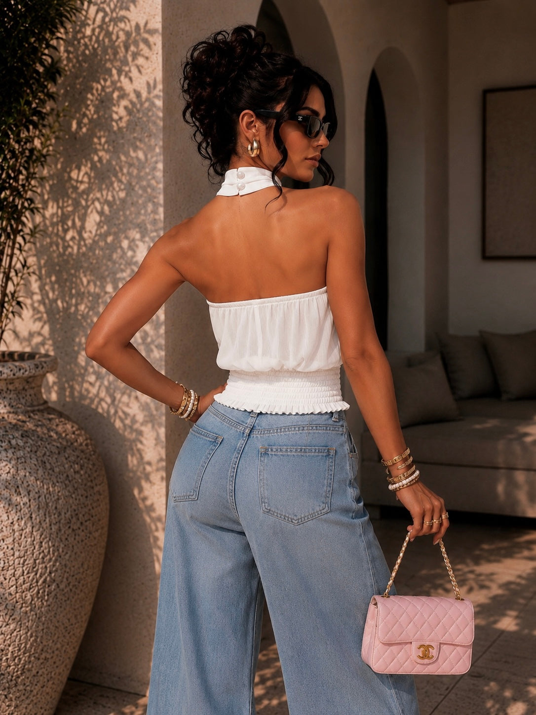 Top halter donna effetto chiffon - R.a. Boutique