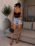 Short in jeans con cuore in strass - R.a. Boutique