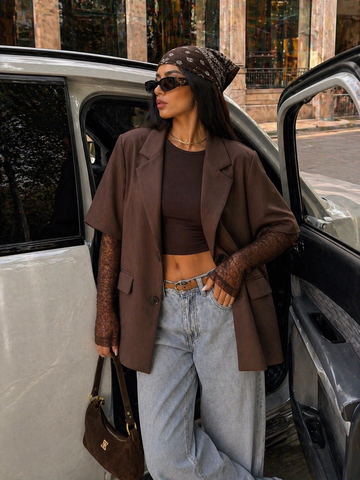 Blazer oversize con maniche in pizzo - R.a. Boutique