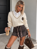 Maglioncino Trecce Panna con Camicia Integrata - R.a. Boutique