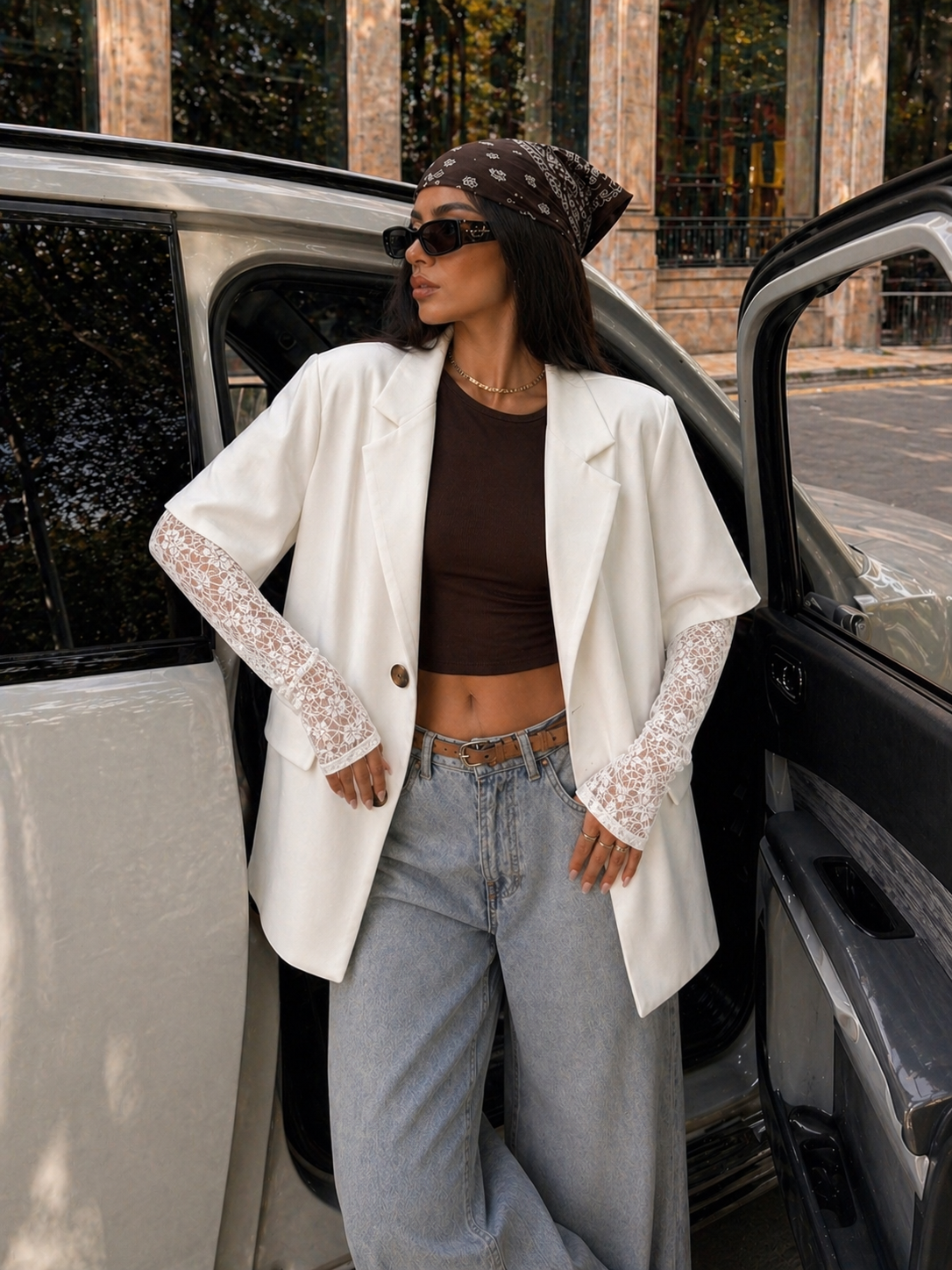 Blazer oversize con maniche in pizzo - R.a. Boutique