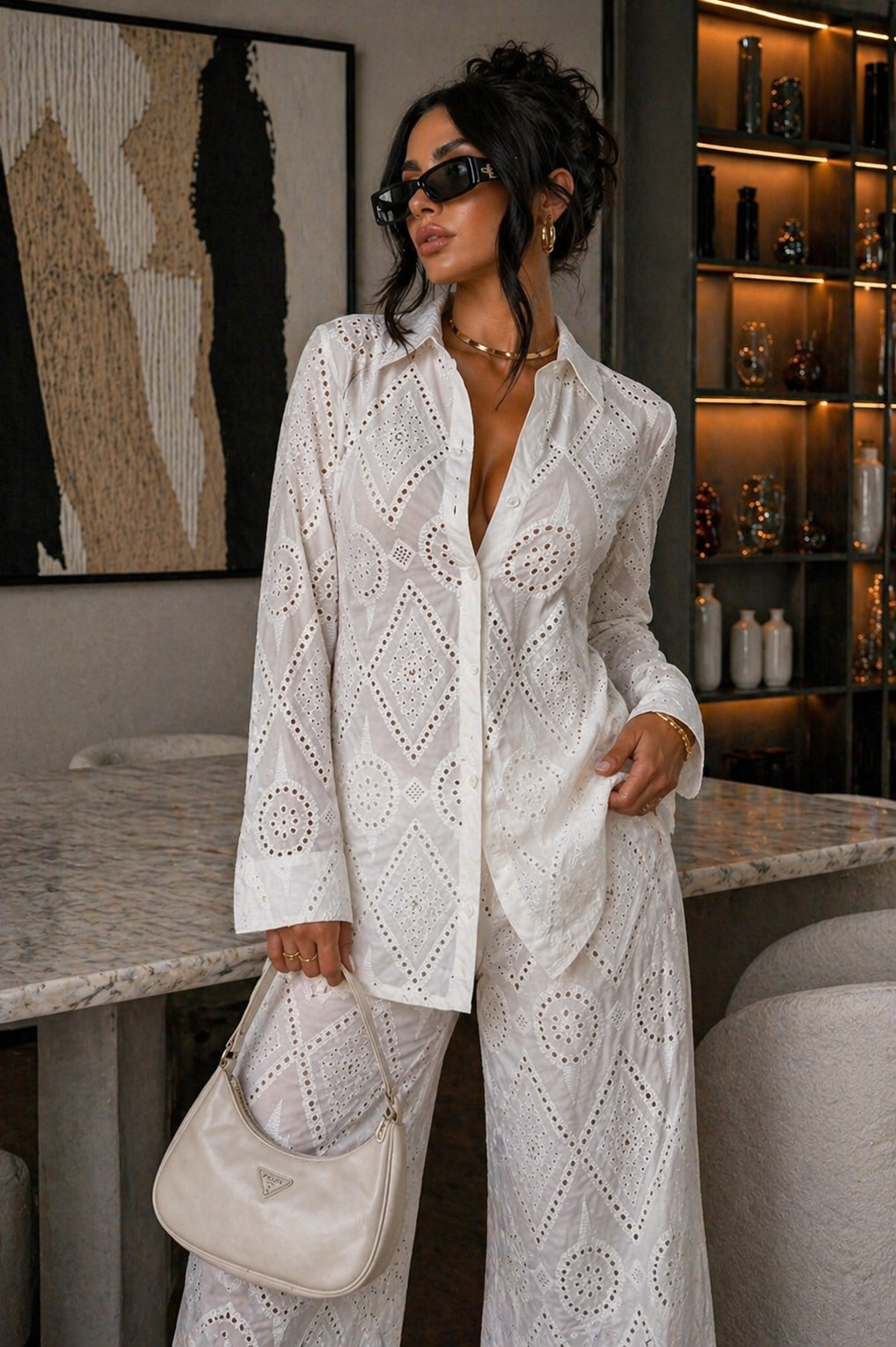 Completo Sangallo camicia e pantalone - R.a. Boutique