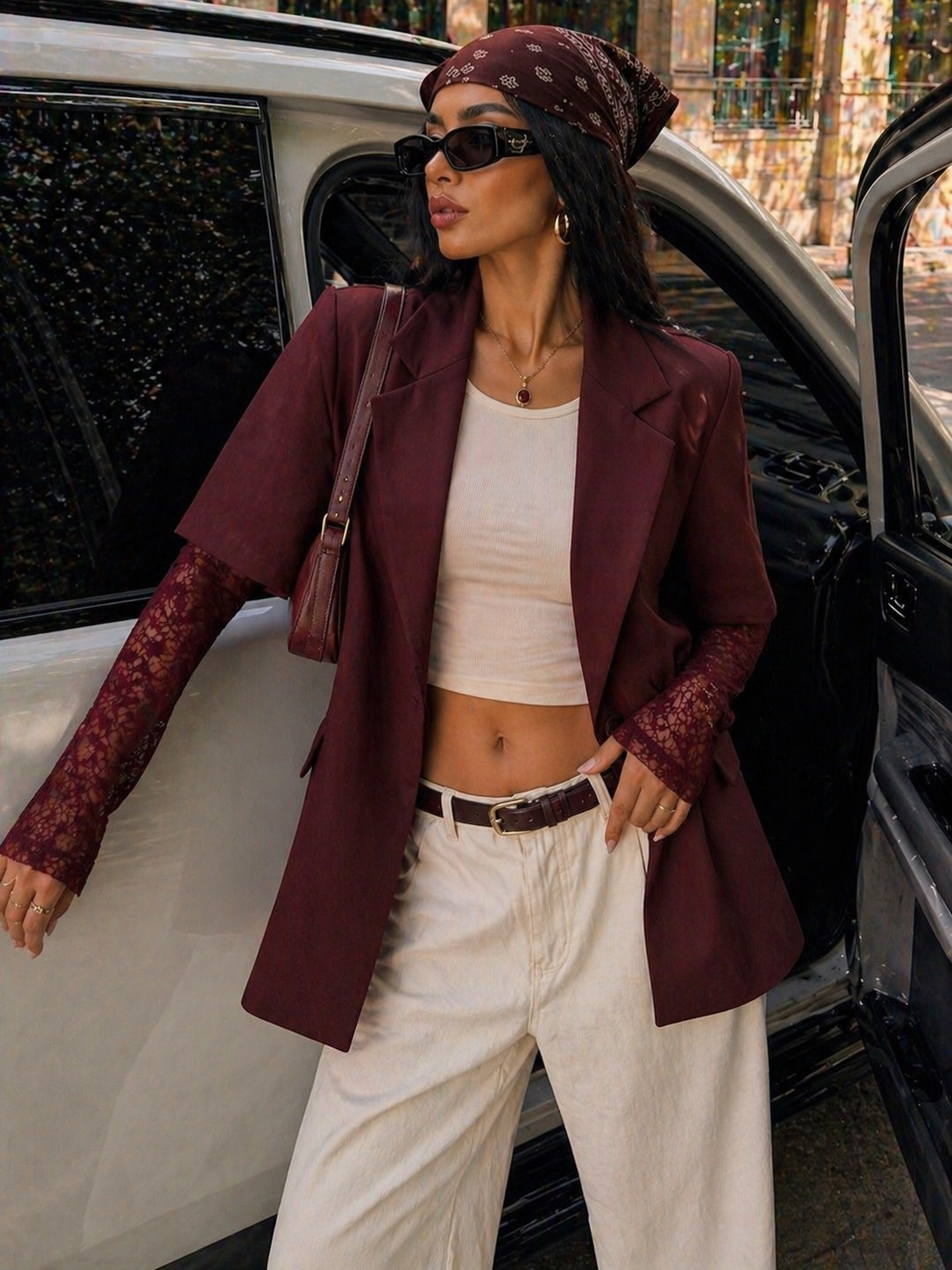 Blazer oversize con maniche in pizzo - R.a. Boutique