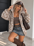 Cardigan Zip Cappuccio Animalier Beige / Bianco - R.a. Boutique