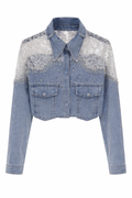 Giacca Denim Pearl Lace Cropped - R.a. Boutique
